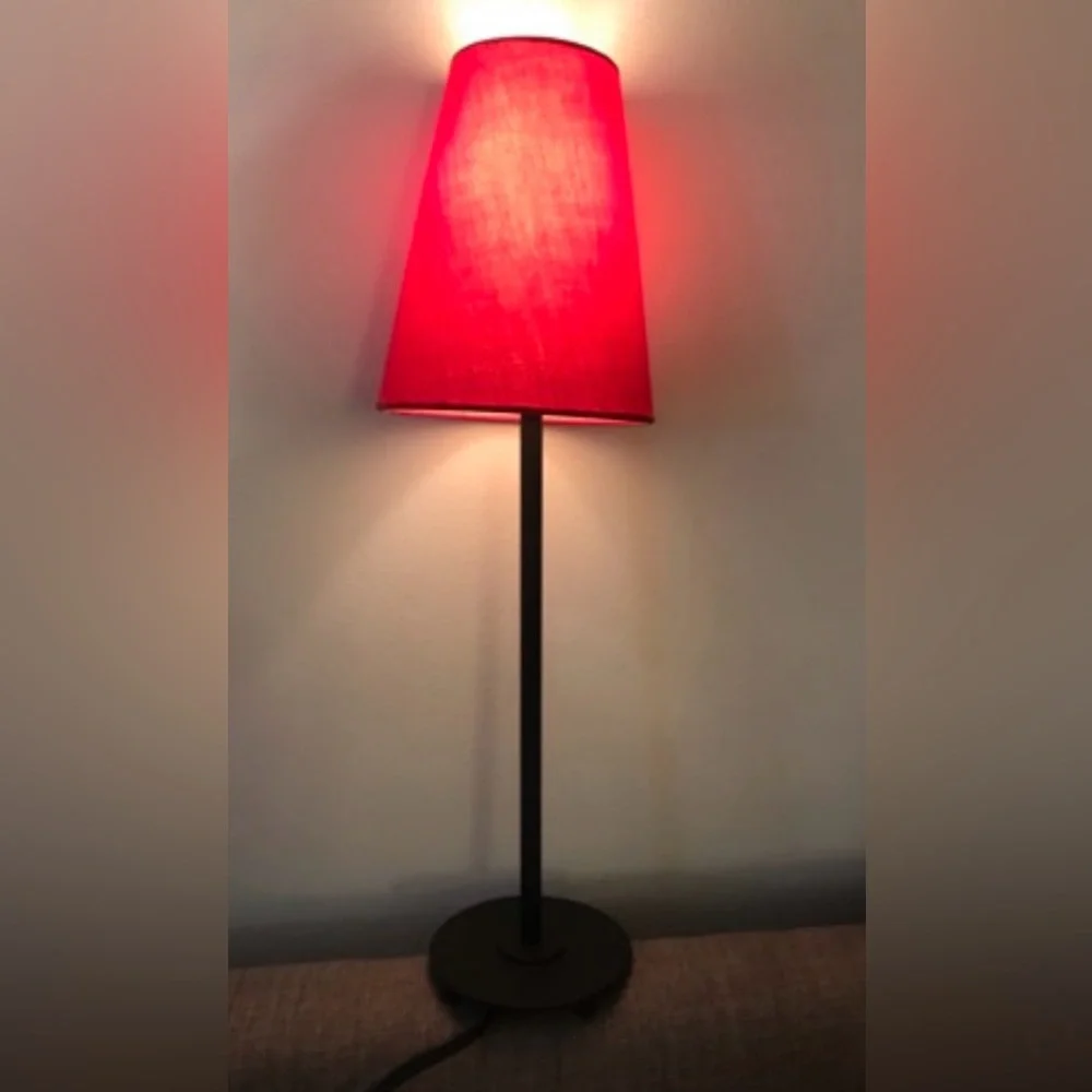 IKEA Red Shade Table Lamp with Black Metal Base light bulb included
